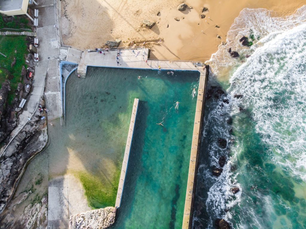 south curl curl: rockpools in Sydney drone