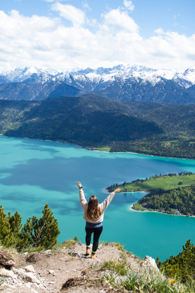 Herzogstand with panoramic view of Lake Walchensee