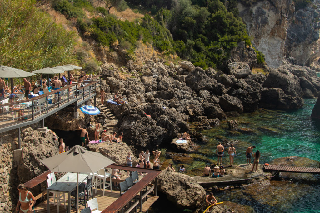 the best things to do in Corfu: La Grotta beach Bar