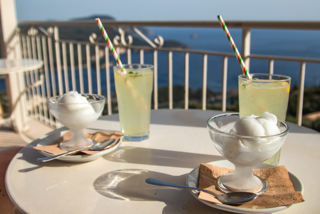 Corfu Greece Travel Guide: drinks and ice cream in lakones