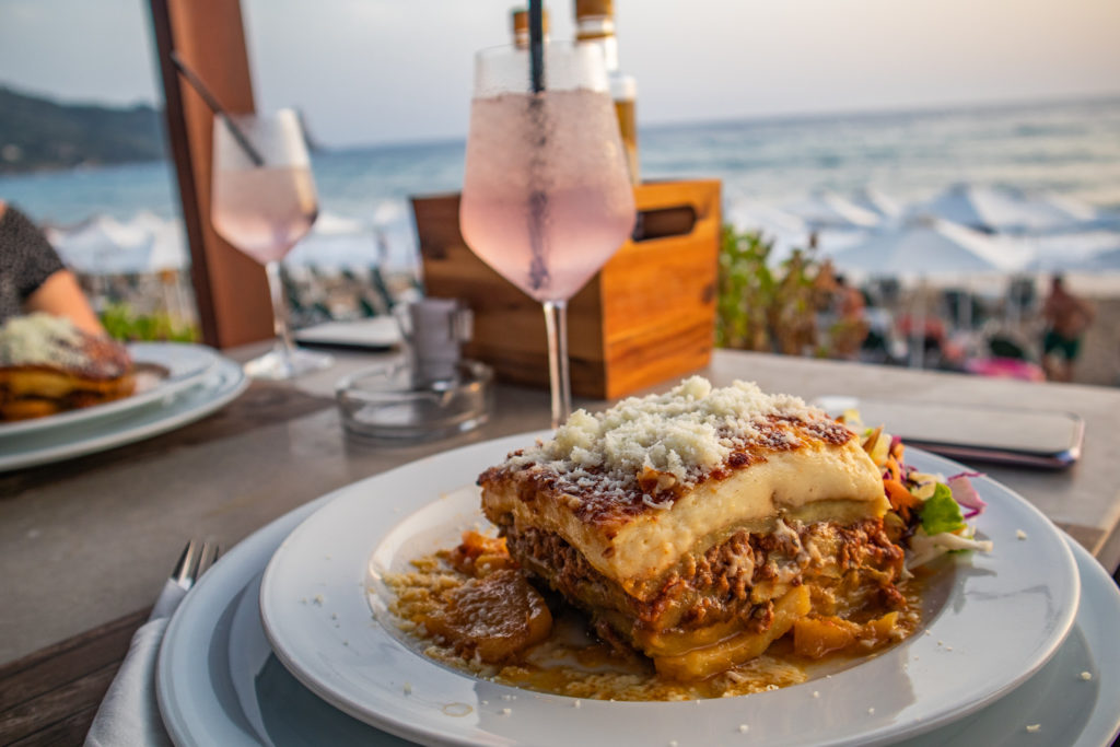 Corfu Greece Travel Guide: Moussake at the beach